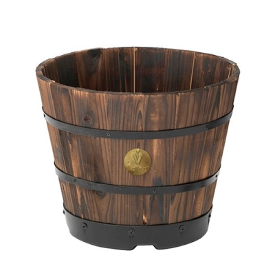 Wood Barrel Planter (High) Na