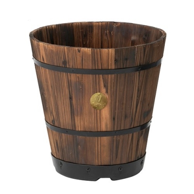 Wood Barrel Planter (High) Na