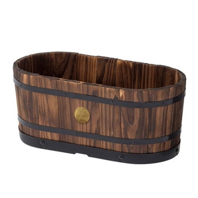 Wood Barrel Planter Na (Rounded Trough)
