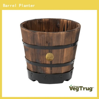 Wood Barrel Planter (High) Gray