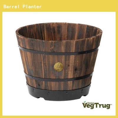 Wood Barrel Planter (460) Na